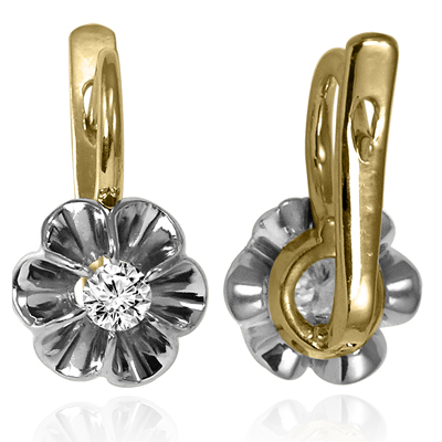 14k Gold Genuine Diamond Russian Style Earrings