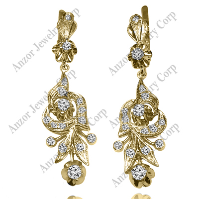 Russian Style Diamond chandelier Earrings 585