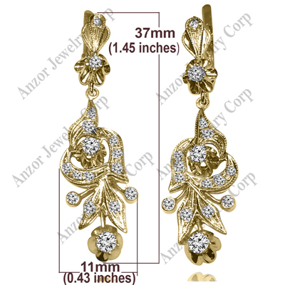 Russian Style Diamond chandelier  Earrings 585