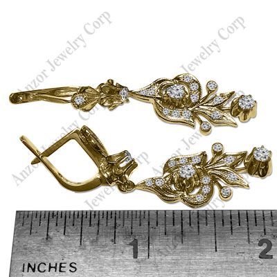 Russian Style Diamond chandelier  Earrings 585