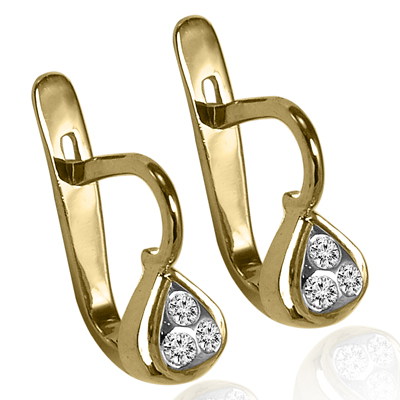 14k Gold Diamond Russian Style Baby Heart Earrings
