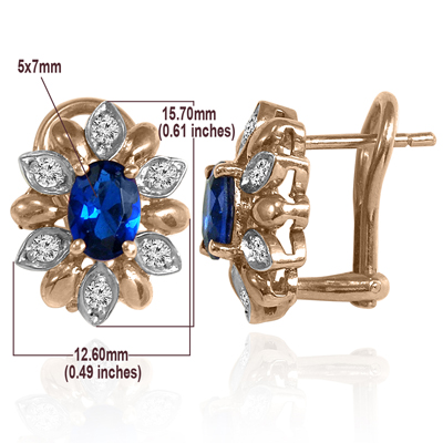 Russian Style Diamond Sapphire Earrings 585