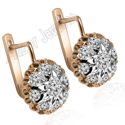 Russian Style Diamond Earrings 14k Gold