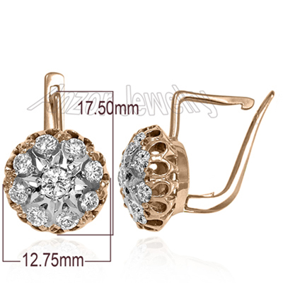 Russian Style Diamond Earrings 14k Gold