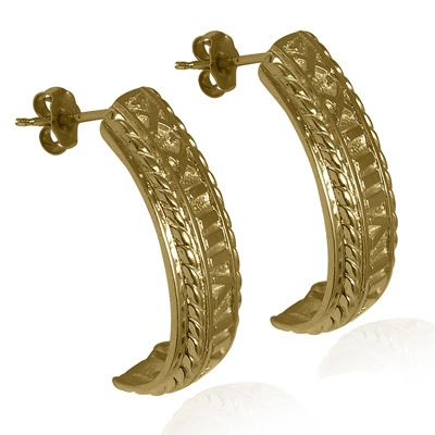 14k YELLOW Gold Roman Numeral Earrings