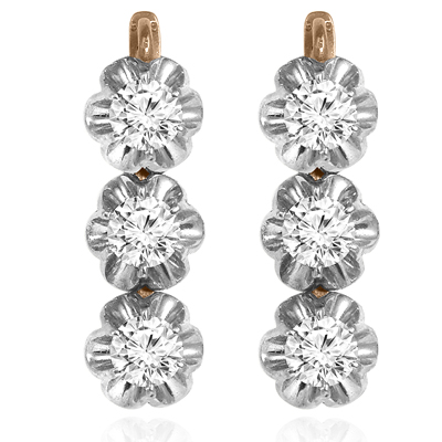 Russian Style Svetofor Diamond Earrings 3.00ct 585