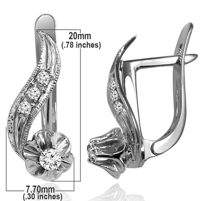 14k Gold Genuine Diamond Russian style Earrings
