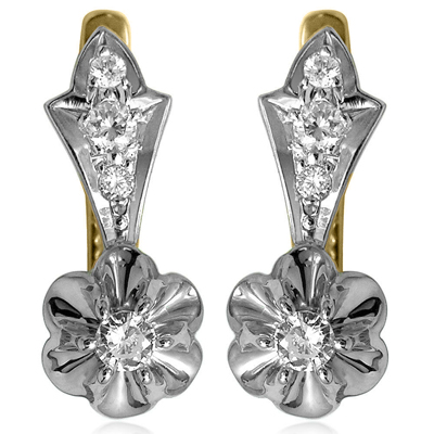 European Style Diamond Earrings 14k Solid Gold