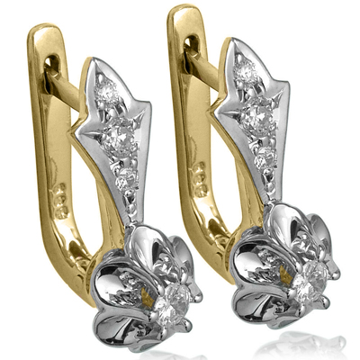 European Style Diamond Earrings 14k Solid Gold
