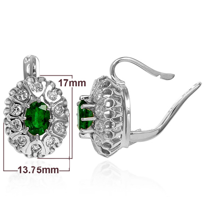 Russian antique Style Diamond emerald Earring 585
