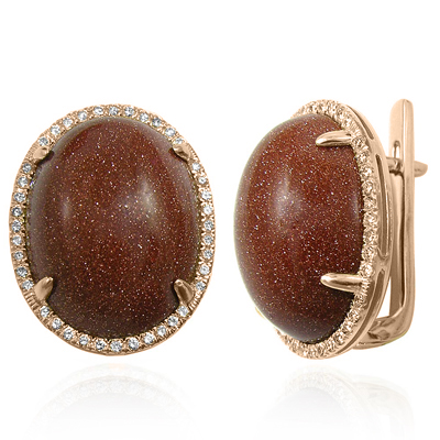 14k Gold Pave Setting Diamond Gold Stone Earrings