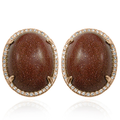 14k Gold Pave Setting Diamond Gold Stone Earrings