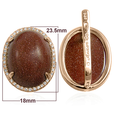 14k Gold Pave Setting Diamond Gold Stone Earrings