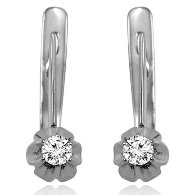 Russian Style Diamond Earrings 14K White Gold