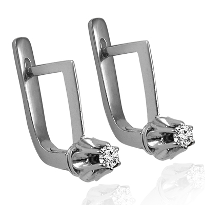 Russian Style Diamond Earrings 14K White Gold