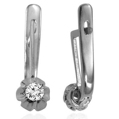 Russian Style Diamond Earrings 14K White Gold