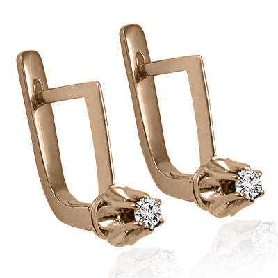 Russian Vintage Style Diamond Earrings 585