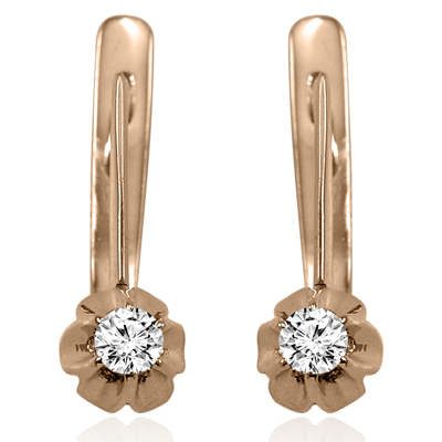Russian Vintage Style Diamond Earrings 585