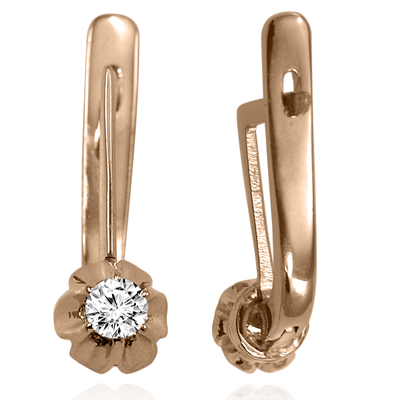 Russian Vintage Style Diamond Earrings 585