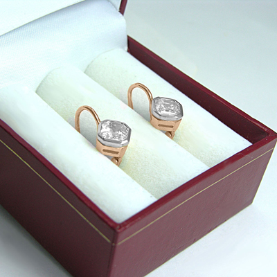Russian Style Lab Grown Diamond Earrings 14k Gold