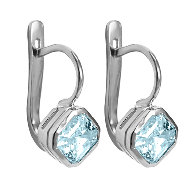 Russian Style Aquamarine Earrings 14k Gold