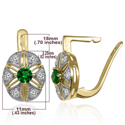 Russian Style Diamond & Emerald Earrings 585