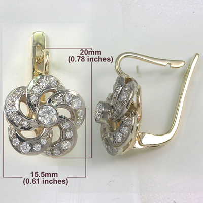 Russian Style Diamond flower Earrings 14k 585