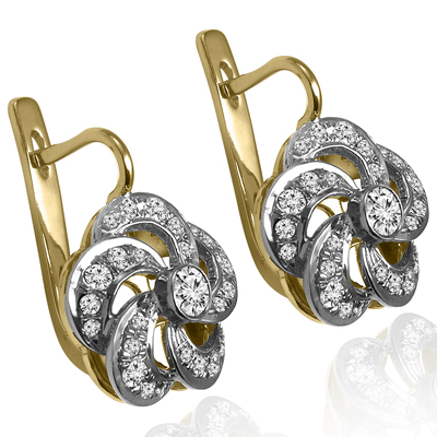 Russian Style Diamond flower Earrings 14k 585