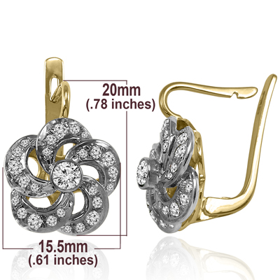 Russian Style Diamond flower Earrings 14k 585