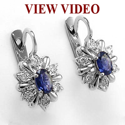 Russian Style Diamond Sapphire Earrings 585