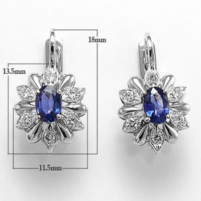 Russian Style Diamond Sapphire Earrings 585