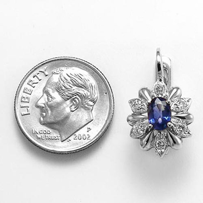 Russian Style Diamond Sapphire Earrings 585