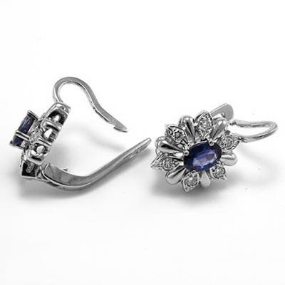 Russian Style Diamond Sapphire Earrings 585