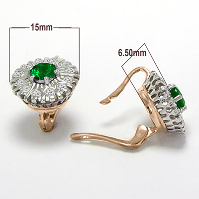 Russian Style Emerald & Diamond Earrings 585