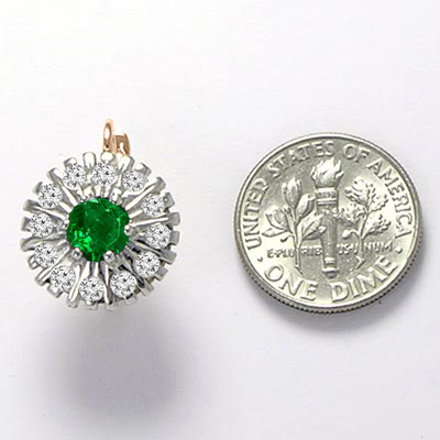 Russian Style Emerald & Diamond Earrings 585