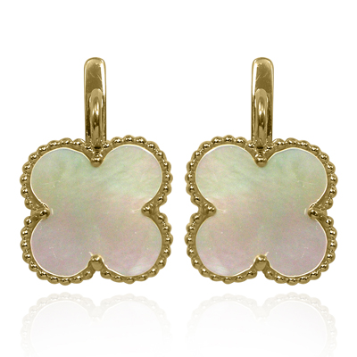 14k Solid Yellow Gold Mother of Pearl Earrings