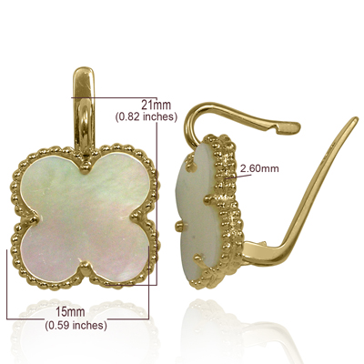 14k Solid Yellow Gold Mother of Pearl Earrings