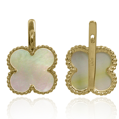 14k Solid Yellow Gold Mother of Pearl Earrings
