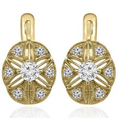 Russian Style Genune Diamond Earrings 585