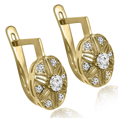 Russian Style Genune Diamond Earrings 585