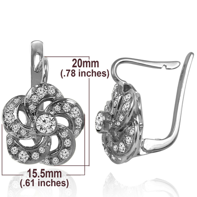 Russian Style Diamond Flower Earrings 14k 585