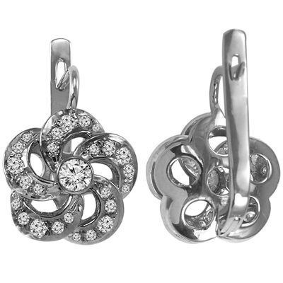 Russian Style Diamond Flower Earrings 14k 585