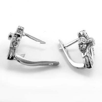 14k White Gold Diamond Russian style Earring