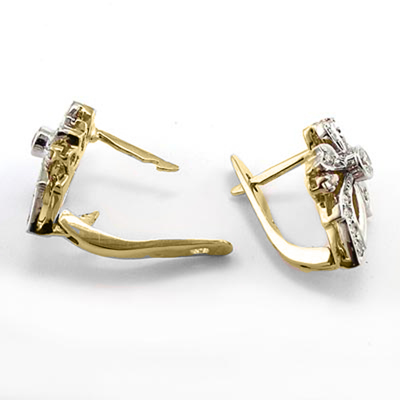 14k Gold Russian style Diamond earrings