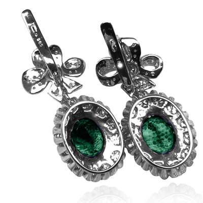 Russian Style Emerald and Diamond Earrings 585