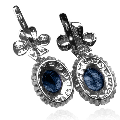 Russian Style Sapphire & Diamond Earrings 585