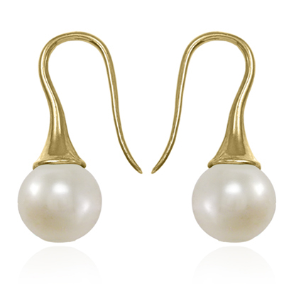 14k Gold Dangline Freshwater Pearls Earrings