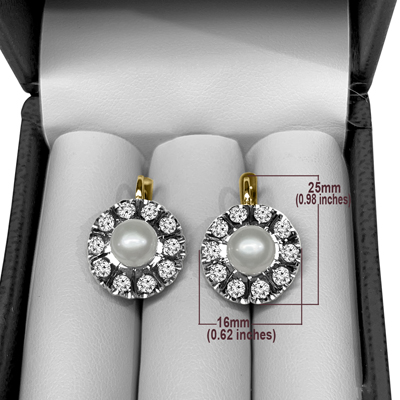 Russian Style Cultured Pearl Earrings 585 Gold