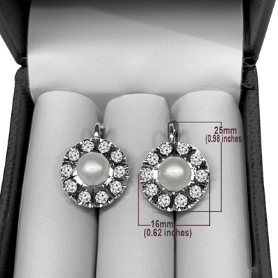 Russian Style Cultured Pearl Earrings 585 Gold