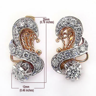 Russian European style diamond earring 14k